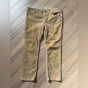 Free People Khaki Corduroy Straight Leg Pants Womens Low Rise Size 31